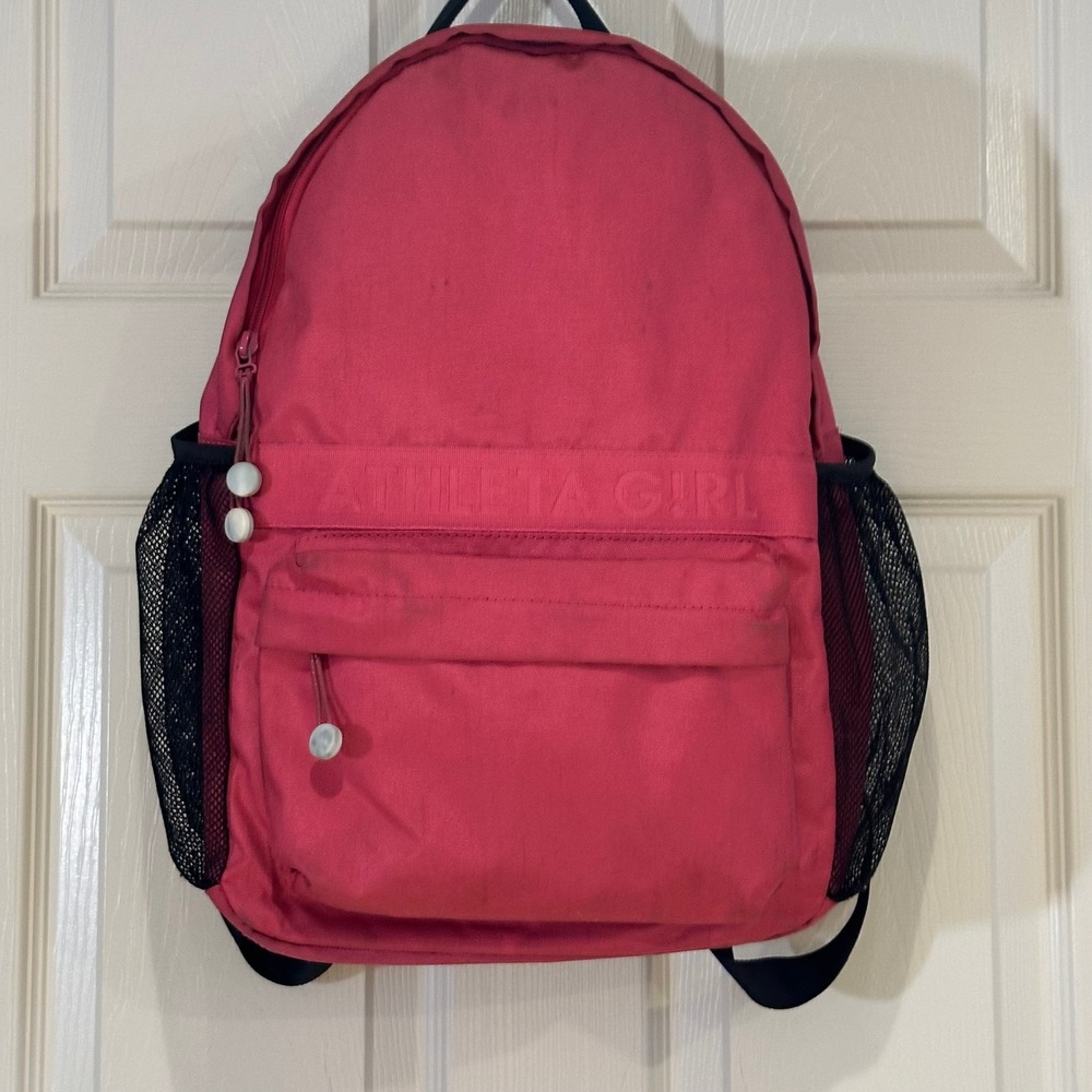 Athleta Girl Pink Backpack School Sports Bag‎ with Mesh Pockets 17x11